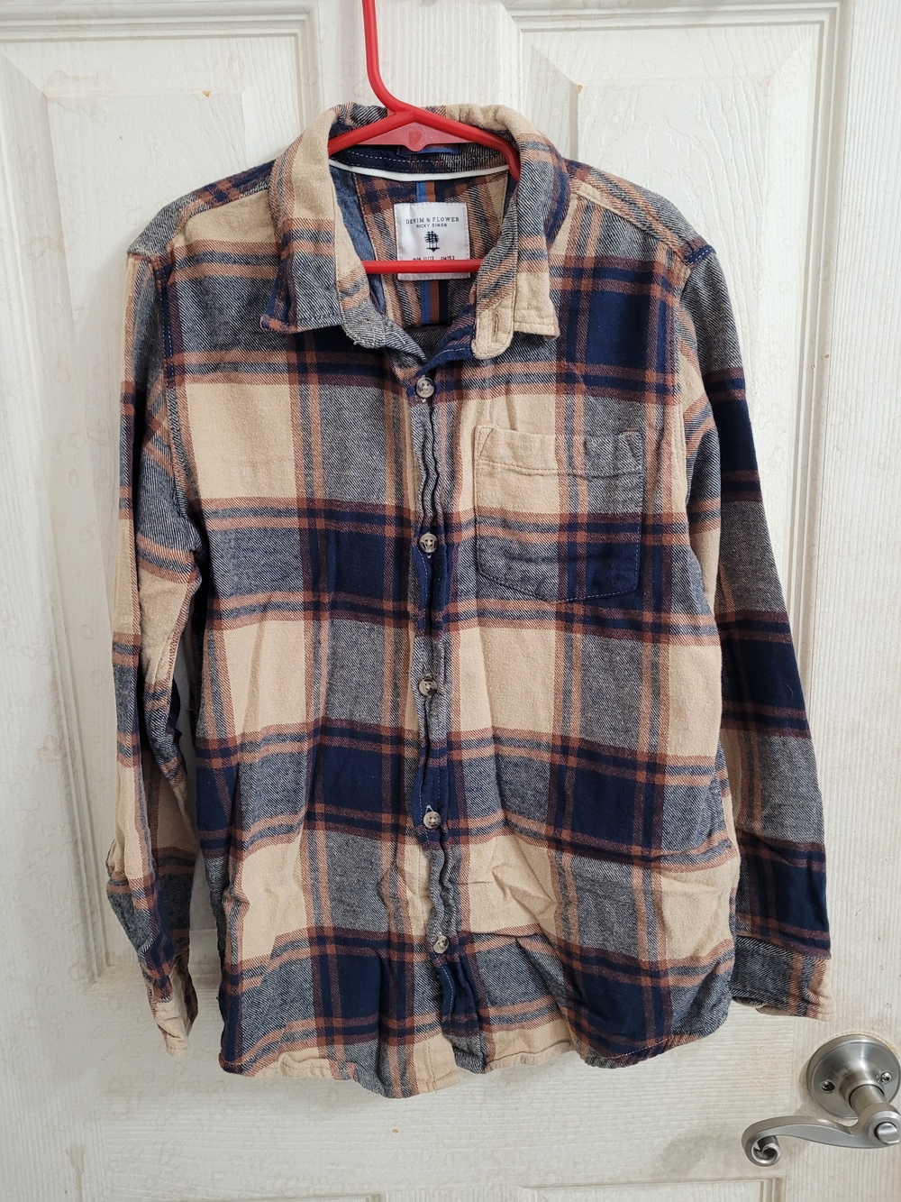 Denim & Flower Plaid Flannel Shirt Size Medium